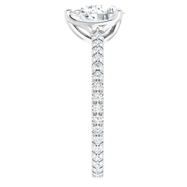 14K White Gold 1.53 CTW Pear-Cut Lab Grown Diamond Engagement Ring with Eternity and Pavé Band