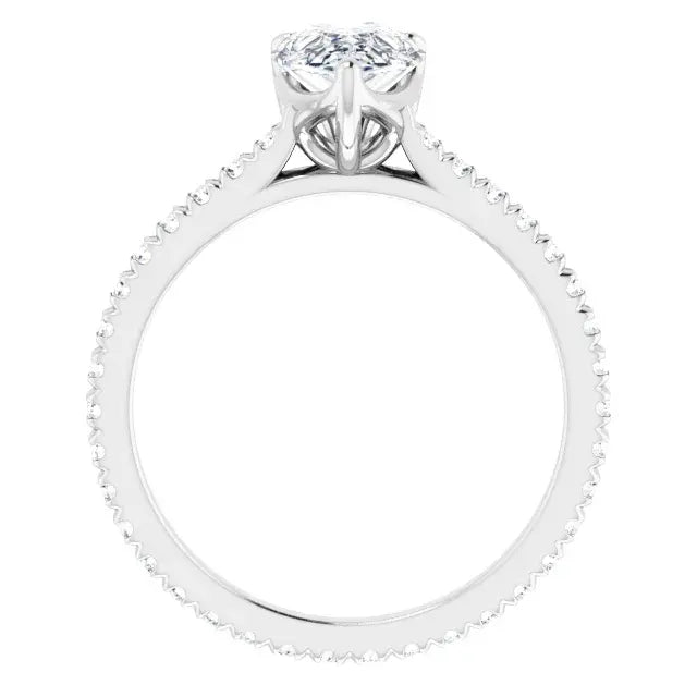 14K White Gold 1.53 CTW Pear-Cut Lab Grown Diamond Engagement Ring with Eternity and Pavé Band