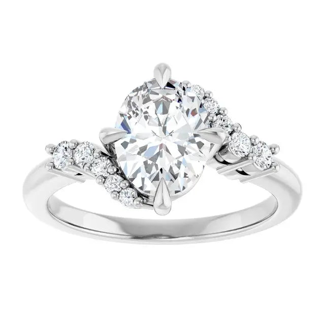 14K White Gold 1.58 CTW Oval Solitaire Pavé Lab Grown Diamond Engagement Ring