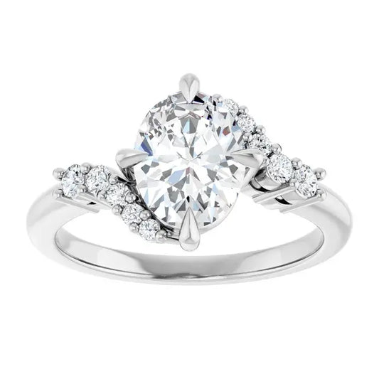 14K White Gold 1.58 CTW Oval Solitaire Pavé Lab Grown Diamond Engagement Ring