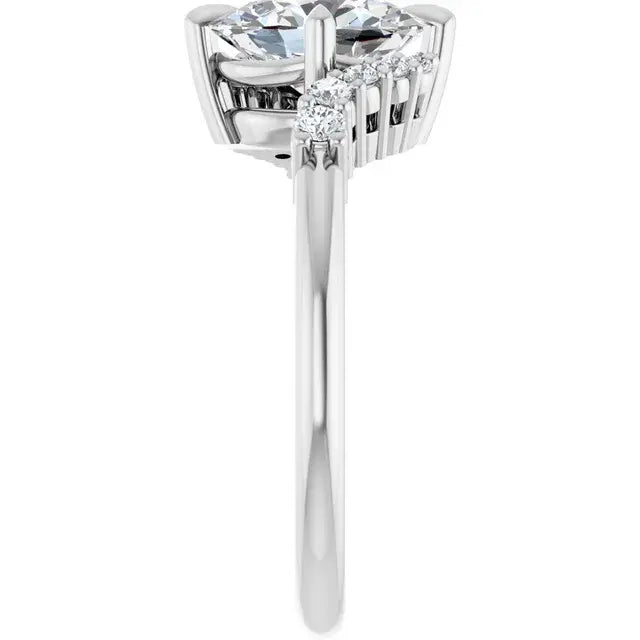 14K White Gold 1.58 CTW Oval Solitaire Pavé Lab Grown Diamond Engagement Ring