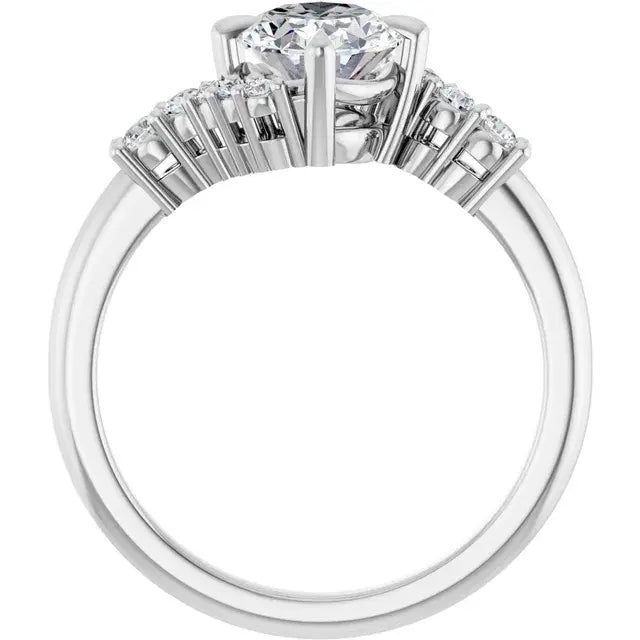 14K White Gold 1.58 CTW Oval Solitaire Pavé Lab Grown Diamond Engagement Ring