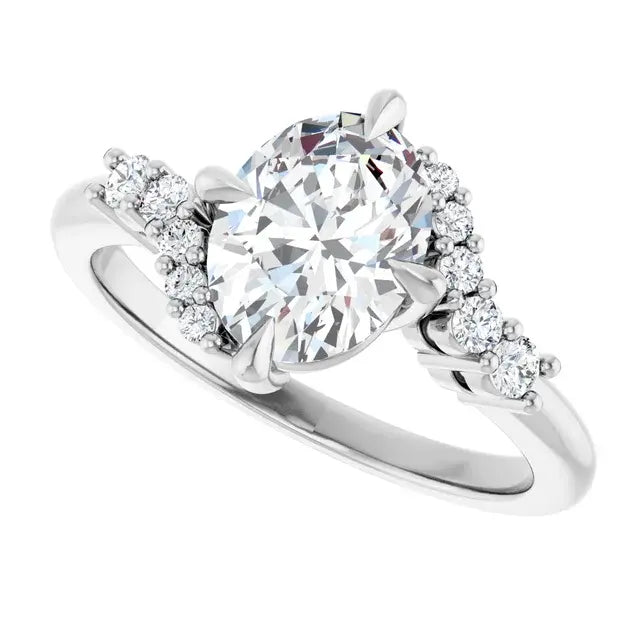 14K White Gold 1.58 CTW Oval Solitaire Pavé Lab Grown Diamond Engagement Ring