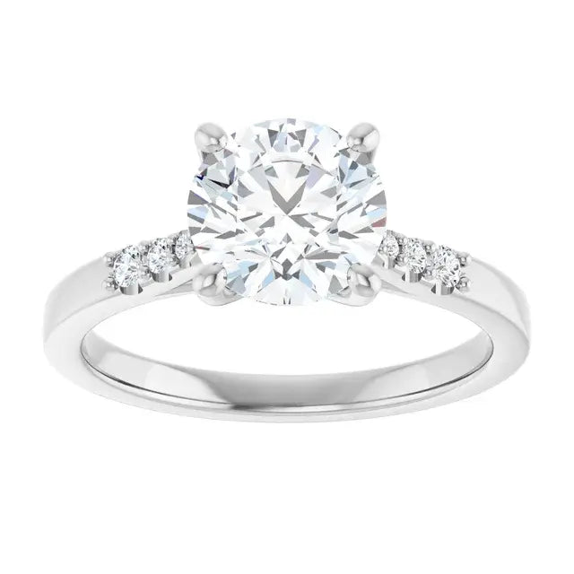 14K White Gold 1 5/8 CTW Round-Cut Diamond Engagement Ring with Graduated Side Accents