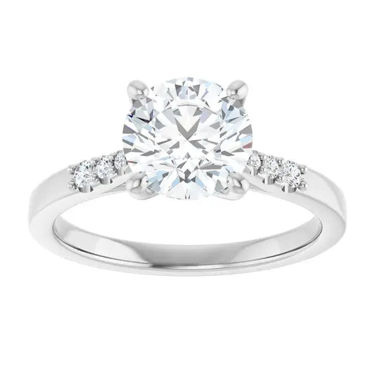 14K White Gold 1 5/8 CTW Round-Cut Diamond Engagement Ring with Graduated Side Accents