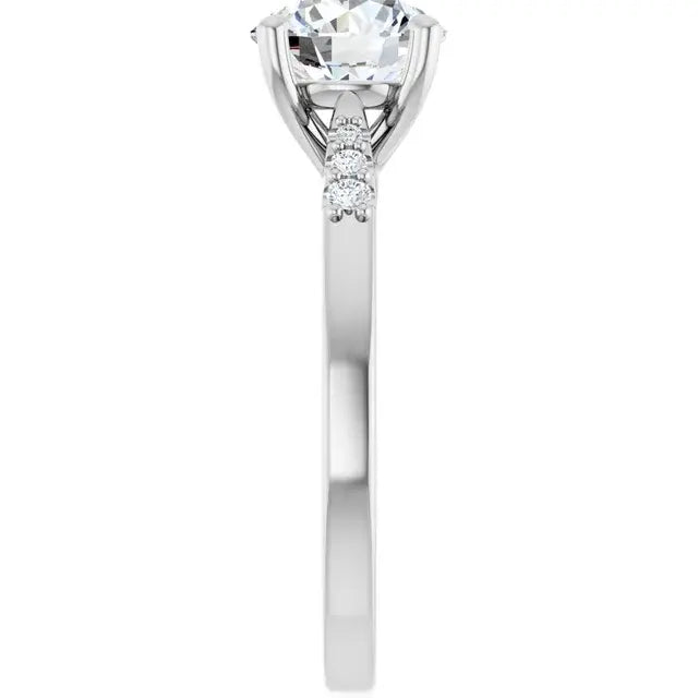 14K White Gold 1 5/8 CTW Round-Cut Diamond Engagement Ring with Graduated Side Accents