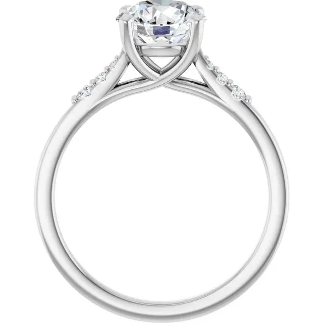 14K White Gold 1 5/8 CTW Round-Cut Diamond Engagement Ring with Graduated Side Accents