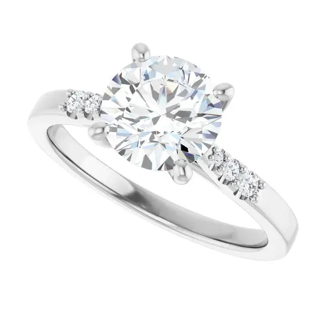 14K White Gold 1 5/8 CTW Round-Cut Diamond Engagement Ring with Graduated Side Accents
