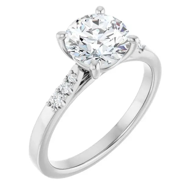 14K White Gold 1 5/8 CTW Round-Cut Diamond Engagement Ring with Graduated Side Accents