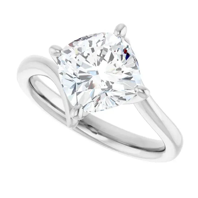 14K White Gold 1.72 CTW Cushion Bypass Lab Grown Diamond Engagement Ring