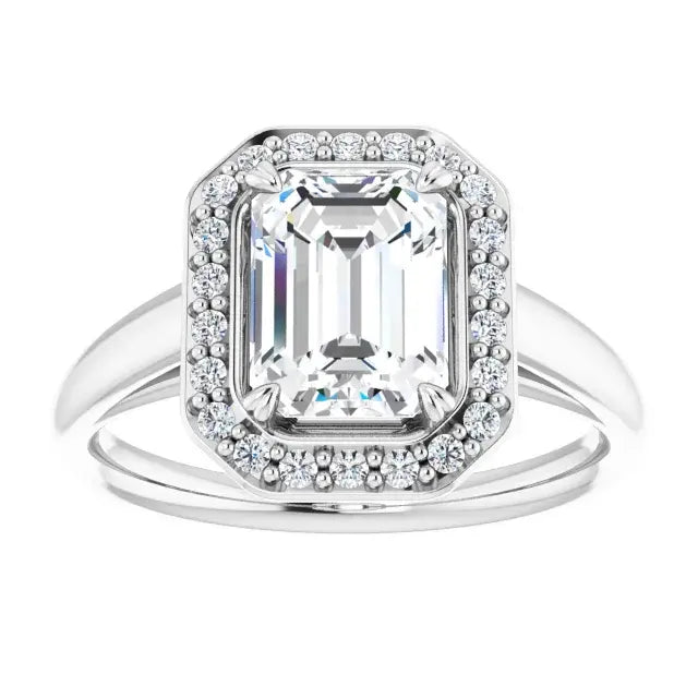 14K White Gold 1.73 CTW Emerald Halo Lab Grown Diamond Engagement Ring