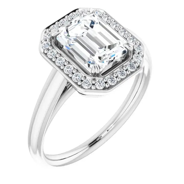 14K White Gold 1.73 CTW Emerald Halo Lab Grown Diamond Engagement Ring