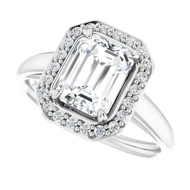 14K White Gold 1.73 CTW Emerald Halo Lab Grown Diamond Engagement Ring