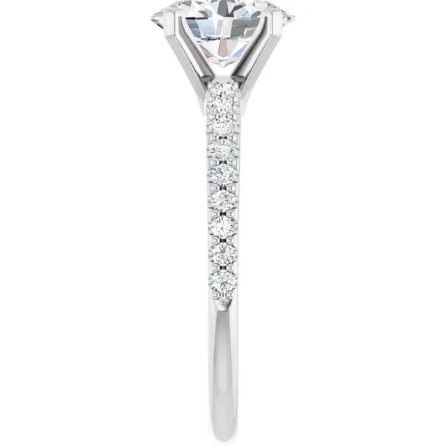 14K White Gold 1.76 CTW Oval Solitaire Pavé Lab Grown Diamond Engagement Ring