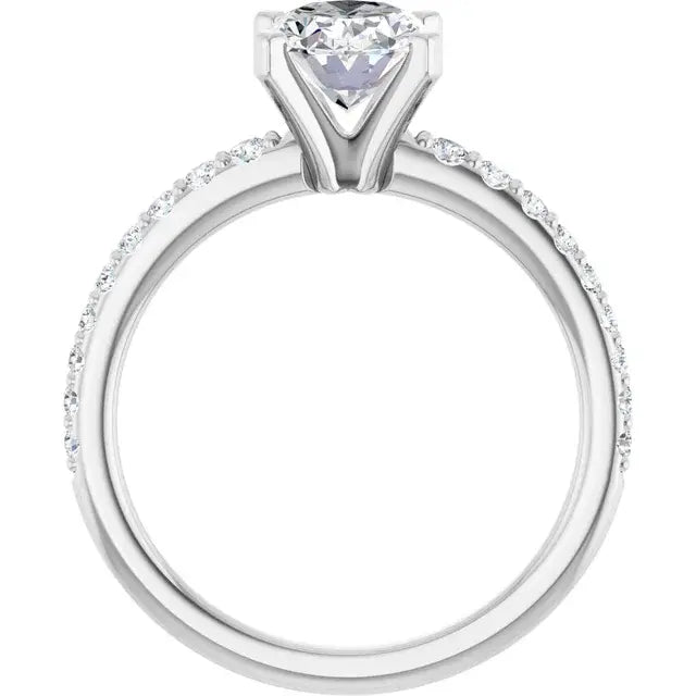 14K White Gold 1.76 CTW Oval Solitaire Pavé Lab Grown Diamond Engagement Ring