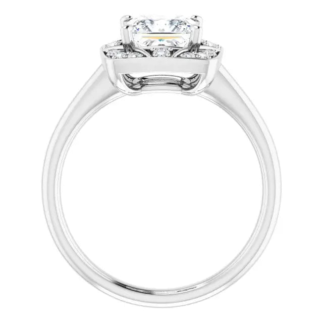 14K White Gold 1.77 CTW Princess Halo Vintage Inspired Lab Grown Diamond Engagement Ring