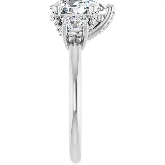 14K White Gold 1.78 CTW Pear-Cut Diamond Engagement Ring with Three-Stone Setting-