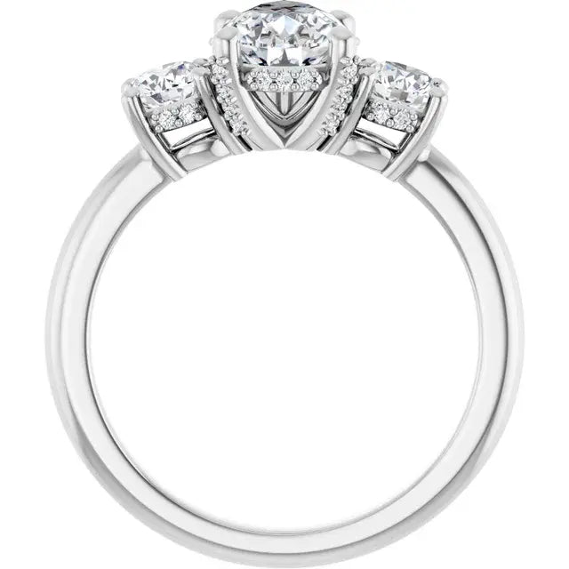 14K White Gold 1.78 CTW Pear-Cut Diamond Engagement Ring with Three-Stone Setting-