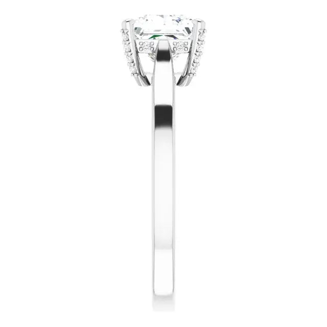 14K White Gold 1.84 CTW Princess Solitaire Lab Grown Diamond Engagement Ring with Pavé Band