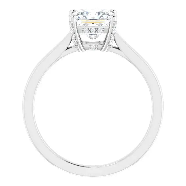 14K White Gold 1.84 CTW Princess Solitaire Lab Grown Diamond Engagement Ring with Pavé Band