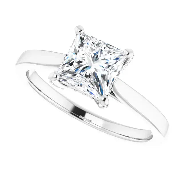 14K White Gold 1.84 CTW Princess Solitaire Lab Grown Diamond Engagement Ring with Pavé Band