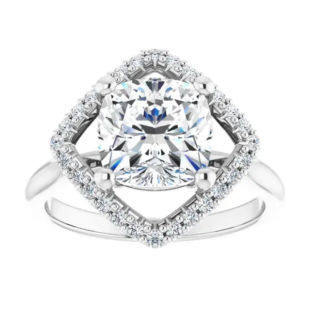 14K White Gold 1.86 CTW Cushion-Cut Lab Grown Diamond Halo Engagement Ring