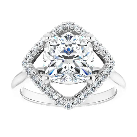 14K White Gold 1.86 CTW Cushion-Cut Lab Grown Diamond Halo Engagement Ring