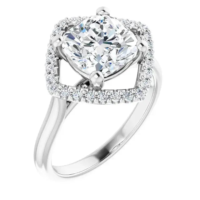14K White Gold 1.86 CTW Cushion-Cut Lab Grown Diamond Halo Engagement Ring