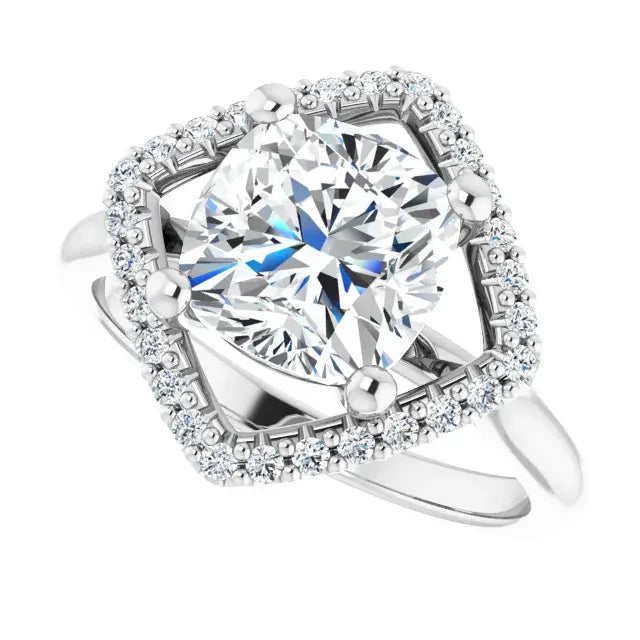 14K White Gold 1.86 CTW Cushion-Cut Lab Grown Diamond Halo Engagement Ring