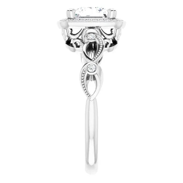 14K White Gold 1.86 CTW Princess Halo Sculptural Lab Grown Diamond Engagement Ring