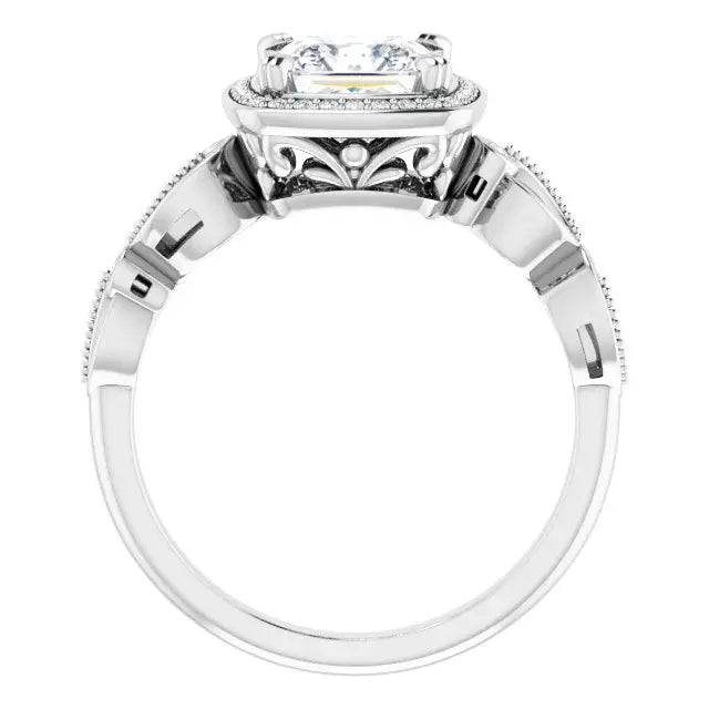 14K White Gold 1.86 CTW Princess Halo Sculptural Lab Grown Diamond Engagement Ring