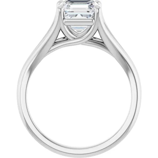 14K White Gold 1.91 CTW Asscher-Cut Diamond Engagement Ring with Split Shank Cathedral Setting