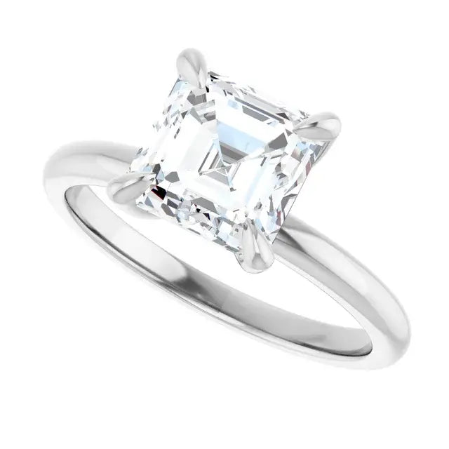 14K White Gold 1.93 CTW Asscher-Cut Solitaire Diamond Engagement Ring