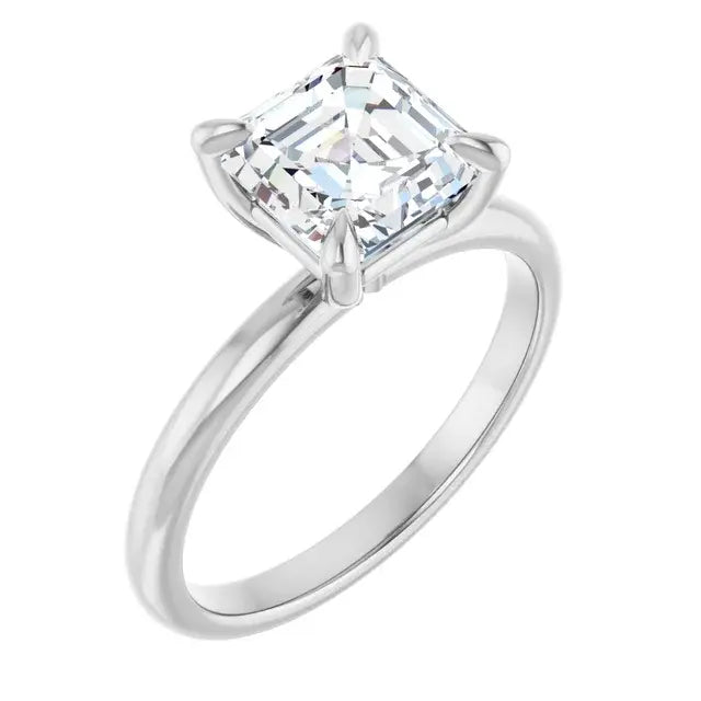 14K White Gold 1.93 CTW Asscher-Cut Solitaire Diamond Engagement Ring