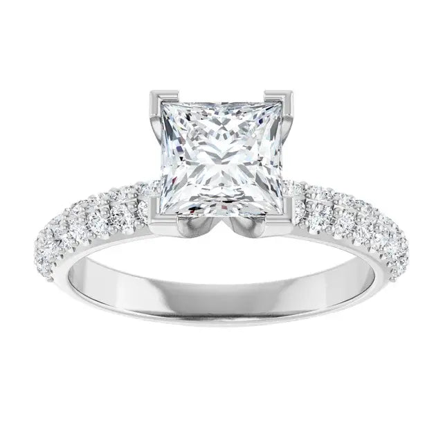 14K White Gold 1.96 CTW Princess Knife-Edge Lab Grown Diamond Engagement Ring