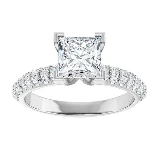 14K White Gold 1.96 CTW Princess Knife-Edge Lab Grown Diamond Engagement Ring