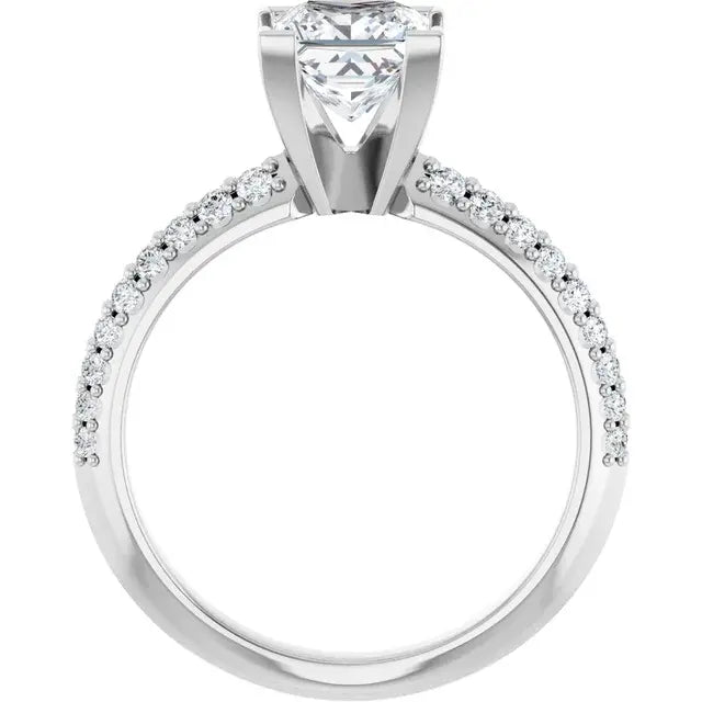 14K White Gold 1.96 CTW Princess Knife-Edge Lab Grown Diamond Engagement Ring