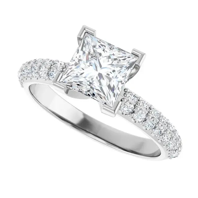 14K White Gold 1.96 CTW Princess Knife-Edge Lab Grown Diamond Engagement Ring