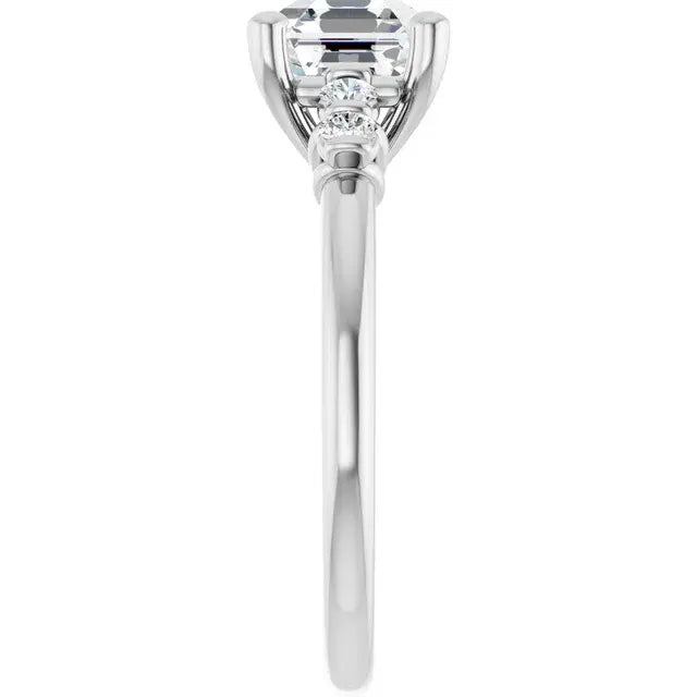 14K White Gold 1.97 CTW Asscher Solitaire Lab Grown Diamond Engagement Ring with Pavé Band