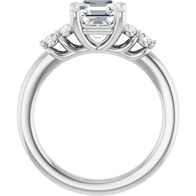 14K White Gold 1.97 CTW Asscher Solitaire Lab Grown Diamond Engagement Ring with Pavé Band