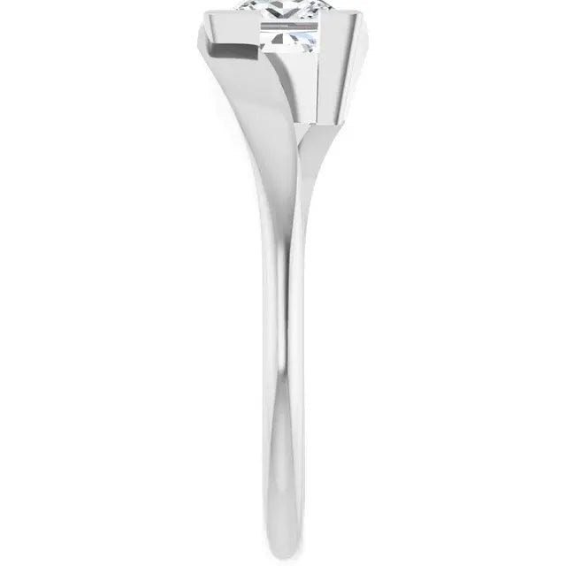 14K White Gold 1 CTW Princess-Cut Diamond Engagement Ring with Modern Bezel Tension Setting