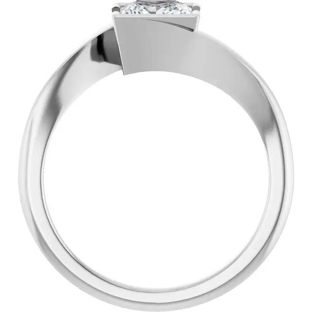 14K White Gold 1 CTW Princess-Cut Diamond Engagement Ring with Modern Bezel Tension Setting