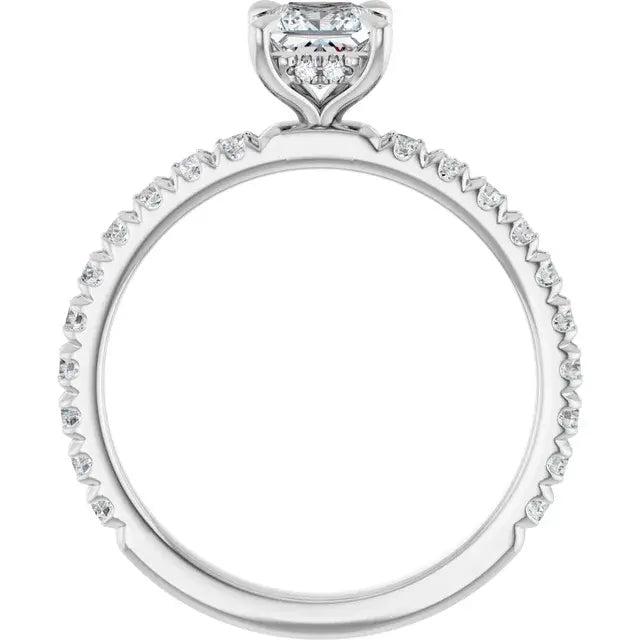 14K White Gold 1 CTW Princess-Cut Diamond Engagement Ring with Shared-Prong Band