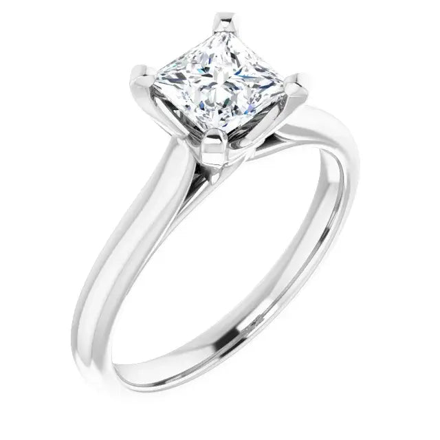 14K White Gold 1 CTW Princess-Cut Diamond Solitaire Engagement Ring