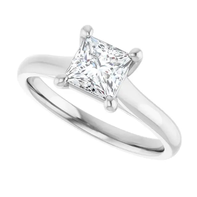 14K White Gold 1 CTW Princess-Cut Diamond Solitaire Engagement Ring