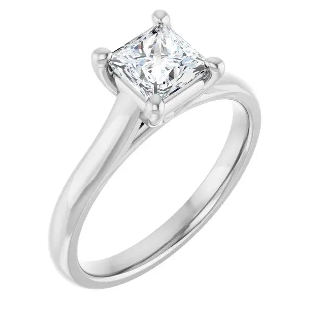 14K White Gold 1 CTW Princess-Cut Diamond Solitaire Engagement Ring