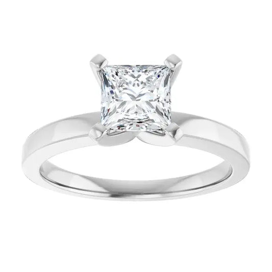 14K White Gold 1 CTW Princess-Cut Diamond Solitaire Engagement Ring