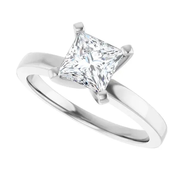 14K White Gold 1 CTW Princess-Cut Diamond Solitaire Engagement Ring