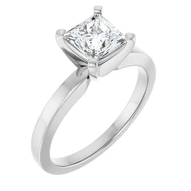 14K White Gold 1 CTW Princess-Cut Diamond Solitaire Engagement Ring