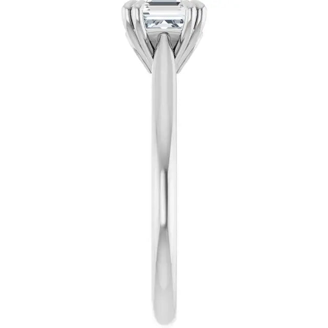 14K White Gold 1 CT Asscher Cut Diamond Solitaire Engagement Ring with Double Claw Prongs